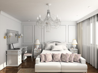 3D render modern interior of bedroom