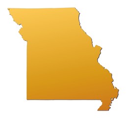 Missouri (USA) map filled with orange gradient