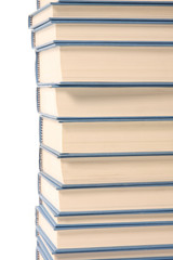 stack of books on white background