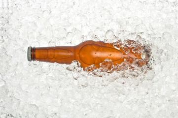 Bottle of beer on ice