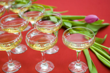 Wineglasses with champagne