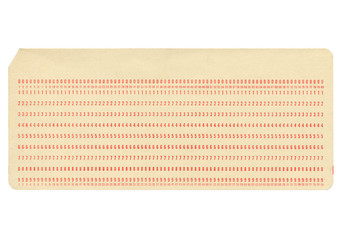 Vintage punched card - red white