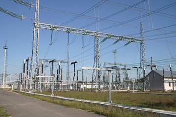 Row of electricity pylons