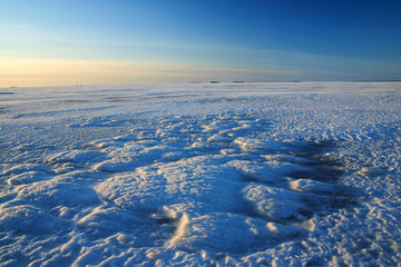 View from frozen sea in Finland