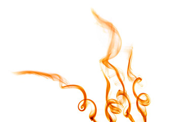 orange spirals of smoke on white