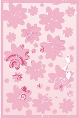 Background tender pink. Flowers patterns. Abstract.