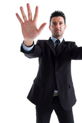 Businessman with huge hand