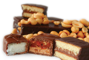 chocolate with cream on white