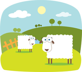 Obraz na płótnie Canvas Cartoon Sheep with Big Eye