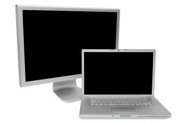 Modern laptop and the display