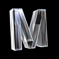 letter M in glass 3D