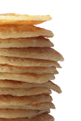 A big stack of pancakes.