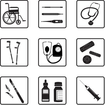medical tools and icons