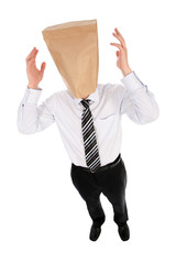 Businessman With Paper Bag On His Head