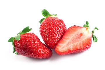 Strawberries on white background