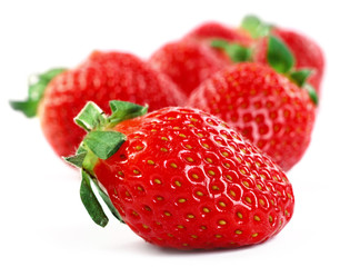 Strawberries on white background