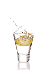 Lemon splashing in water