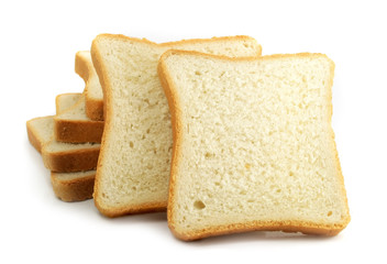 fresh cut bread on white background