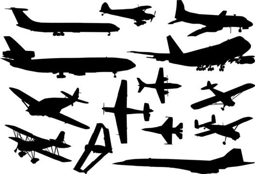 airplanes silhouettes collection
