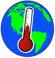 globe and thermometer - concept of global warming 