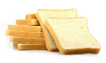 fresh cut bread on white background
