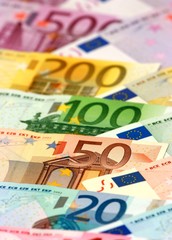 Colorful euro banknotes
