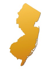 New Jersey (USA) map filled with orange gradient