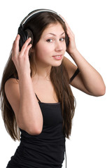 beautiful girl listening music