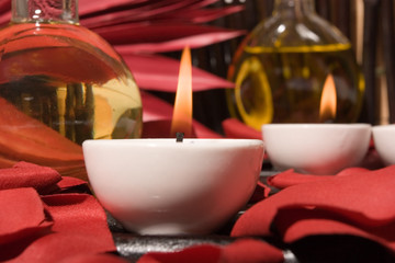 Essential body massage oils and candles