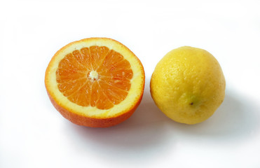 Obraz na płótnie Canvas slice of orange and lemon