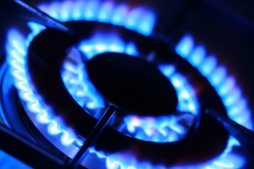 Blue flames of gas stove