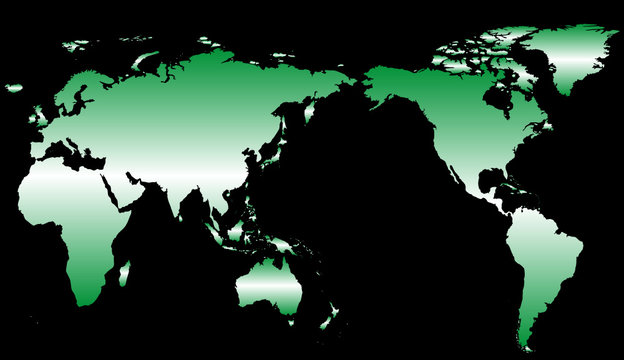 Map World Green on Black