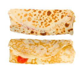 Two isolated crepes on white background