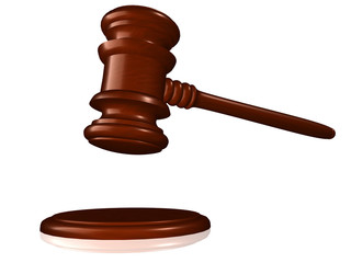 Shiny judges gavel on white background, isolated