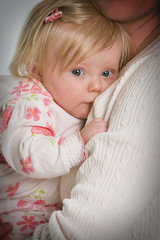 Baby clinging to her Mother