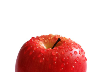Red apple with water droplets isolated on white