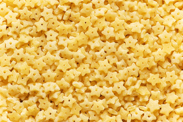 Background made of star shaped pasta pieces