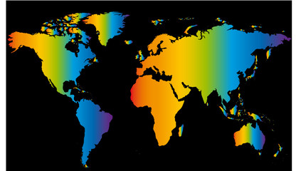 Fototapeta na wymiar Map World Rainbow (EU/Africa centred)