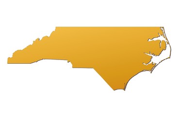 North Carolina (USA) map filled with orange gradient