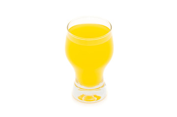 Orange juice in a glass.