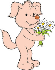 Dog with flowers