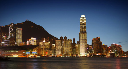 Fototapeta premium Hong Kong Skyline (View from Tsim Sha Tsui / Kowloon)