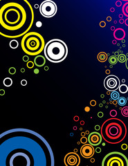 Colorful Circles Frame on black background