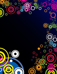 Colorful Circles Frame on black background