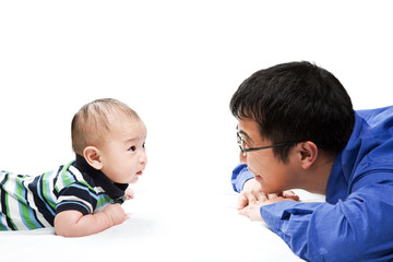 Asian father and son