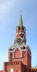Fototapeta na wymiar Kremlin. Tower. Clock. Red star.