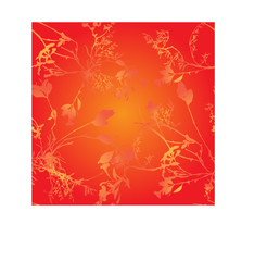abstract background floral tile design in orange and red