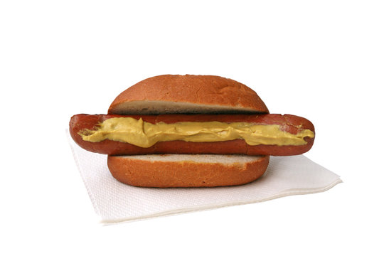 Wurst mit Senf und Br&ouml;tchen