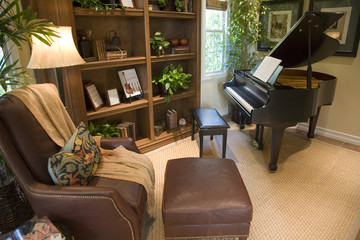 Grand piano in a luxury home.