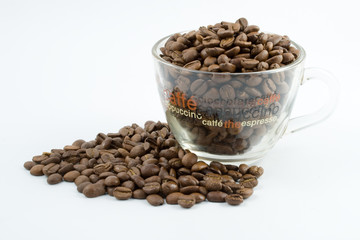 Coffee beans in a cup